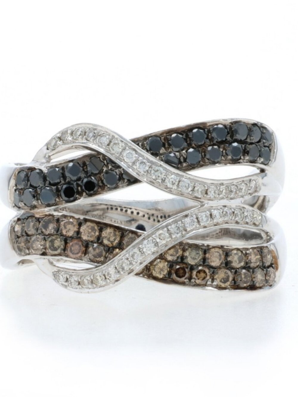 Le Vian Black Diamond Knot Band - White Gold 14k Rd 1.00ctw Ring Treated